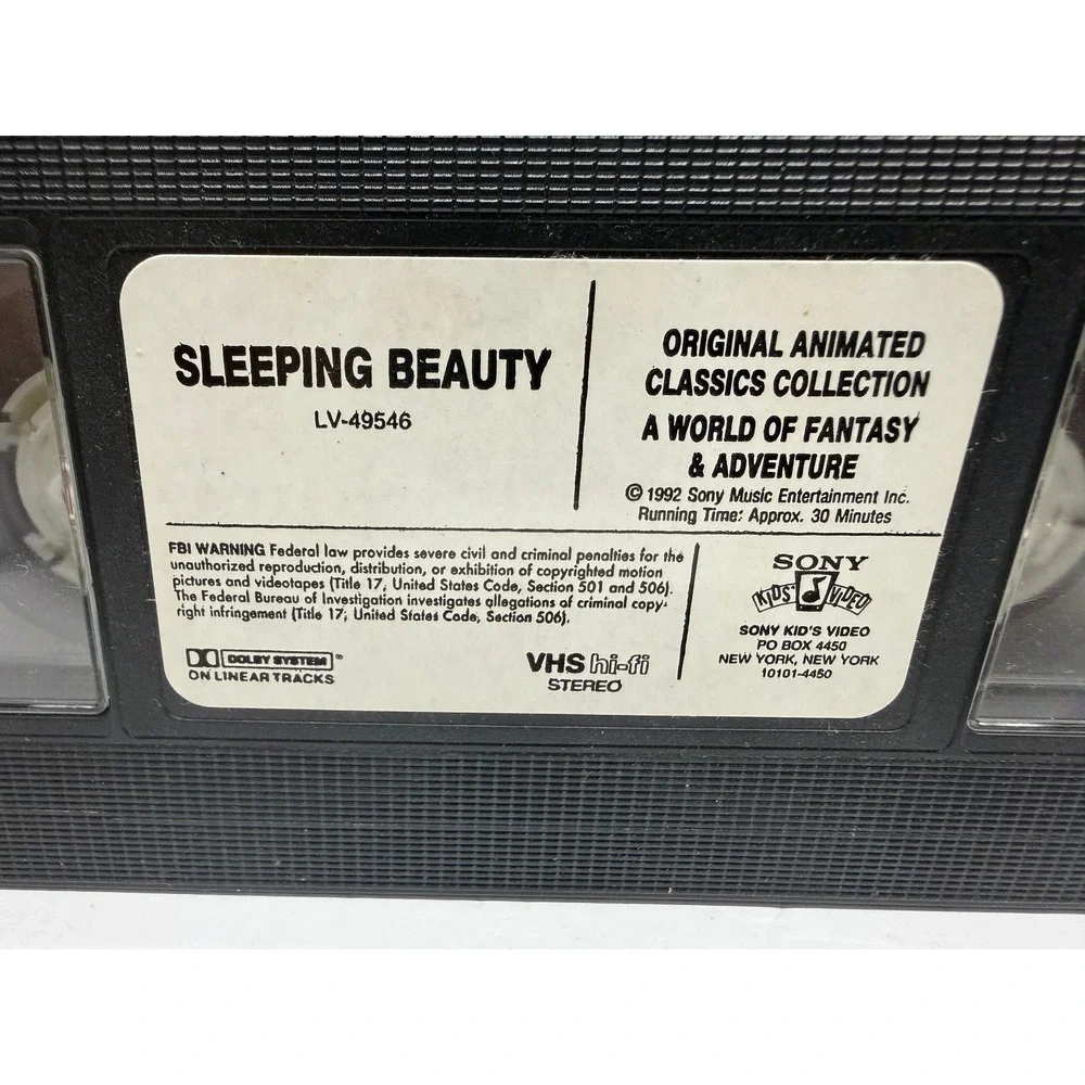Sleeping Beauty VHS 1992 Sony Kids Video Original Animated Classics LV-49546